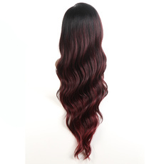 Synthetic Lace Front Long Wavy Wig Ombre color Heat Resistant Fiber Hair Wigs For Women RC0899