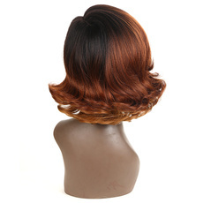 Synthetic Lace Front Short Wavy Wig Ombre color Heat Resistant Fiber Hair Wigs For Women RC0900