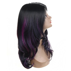 Synthetic Lace Part Wavy Wig Ombre color Heat Resistant Fiber Hair Wigs For Women RC0898