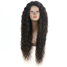 Synthetic Lace Parting Long Wavy Wig Ombre color Heat Resistant Fiber Hair Wigs For Women RC0897