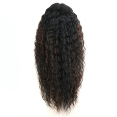 Synthetic Lace Parting Long Wavy Wig Ombre color Heat Resistant Fiber Hair Wigs For Women RC0897