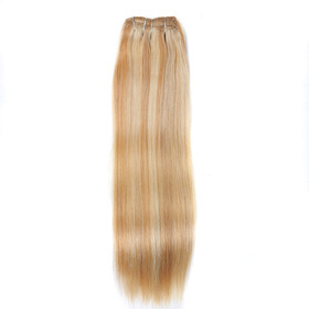 <em>Straight</em> Brazilian Non-remy 100% Human <em>Hair</em> 7Pcs/pack Clip In <em>Hair</em> Extensions <em>Hair</em> Weft Blonde