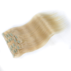Straight Chinese Remy  Light Blonde Hair Full Head Natural 7 pieces Clip In Human Hair Extensions RC805