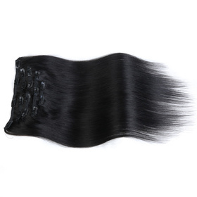 Straight Chinese Remy Black Hair Full Head Natural 7 pieces Clip In Human Hair Extensions RC0916