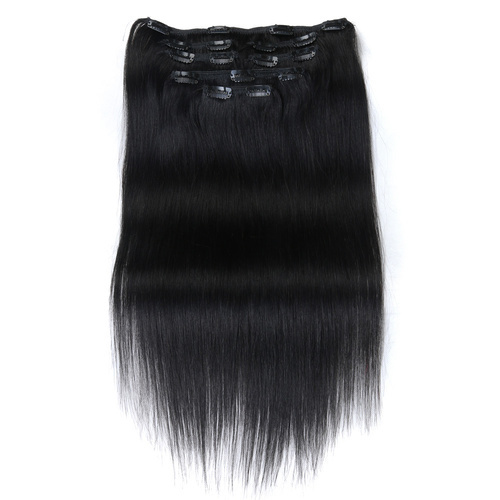 Straight Chinese Remy Black Hair Full Head Natural 7 pieces Clip In Human Hair Extensions RC0916