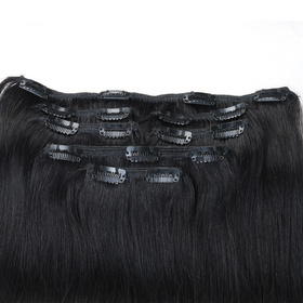Straight Chinese Remy Black Hair Full Head Natural 7 pieces Clip In Human Hair Extensions RC0916