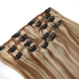 Straight Chinese Remy Piano Color Hair Full Head Natural 7 pieces Clip In Human Hair Extensions RC0955