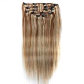 Straight Chinese Remy Piano Color Hair Full Head Natural 7 pieces Clip In Human Hair Extensions RC0955