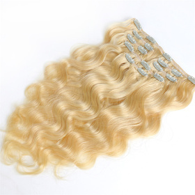 Body Wave Chinese Remy Hair Light Blonde 613# Full Head Natural 7 pieces  Clip In Human Hair Extensions RC954