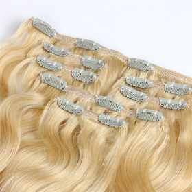 Body Wave Chinese Remy Hair Light Blonde 613# Full Head Natural 7 pieces  Clip In Human Hair Extensions RC954