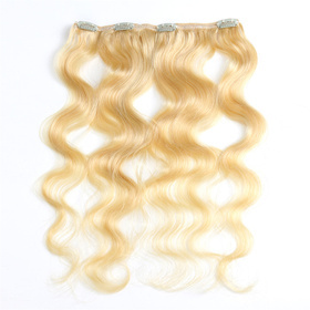 Body Wave Chinese Remy Hair Light Blonde 613# Full Head Natural 7 pieces  Clip In Human Hair Extensions RC954