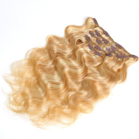 Body Wave Chinese Remy Hair Piano Color Full Head Natural 7 pieces  Clip In Human Hair Extensions RC957
