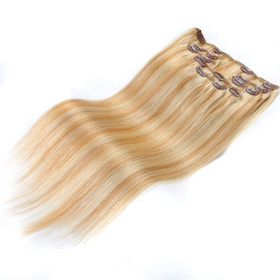 Straight Chinese Remy Piano Color Hair Full Head Natural 7 pieces Clip In Human Hair Extensions RC953