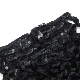 Afro Kinky Curly 7 PCS Clip In Human Hair Extensions Basic Color RC0970