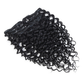Afro Kinky Curly 7 PCS Clip In Human Hair Extensions Basic Color RC0970