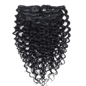 Afro Kinky Curly 7 PCS Clip In Human Hair Extensions Chinese Non-Remy <em>Hair</em> RC0915