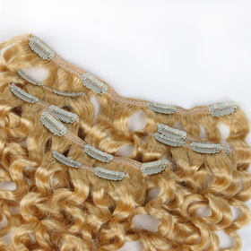 Afro Kinky Curly 7 PCS Clip In Human Hair Extensions Light Color 613# RC0970