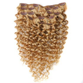 Afro Kinky Curly 7 PCS Clip In Human <em>Hair</em> Extensions P-Mix Colors RC0970