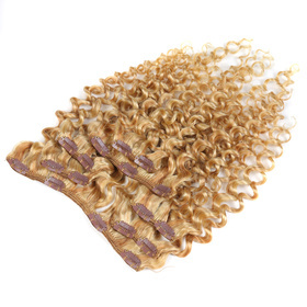 Afro Kinky Curly 7 PCS Clip In Human Hair Extensions P-Mix Colors RC0970