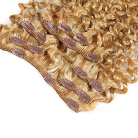Afro Kinky Curly 7 PCS Clip In Human Hair Extensions P-Mix Colors RC0970