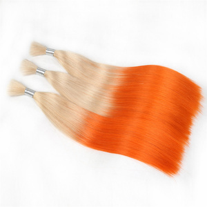Ombre Brazilian Non Remy Bulk <em>Hair</em> T20/ORANGE Keratin Bond Human <em>Hair</em> Extensions <em>Straight</em> Natural